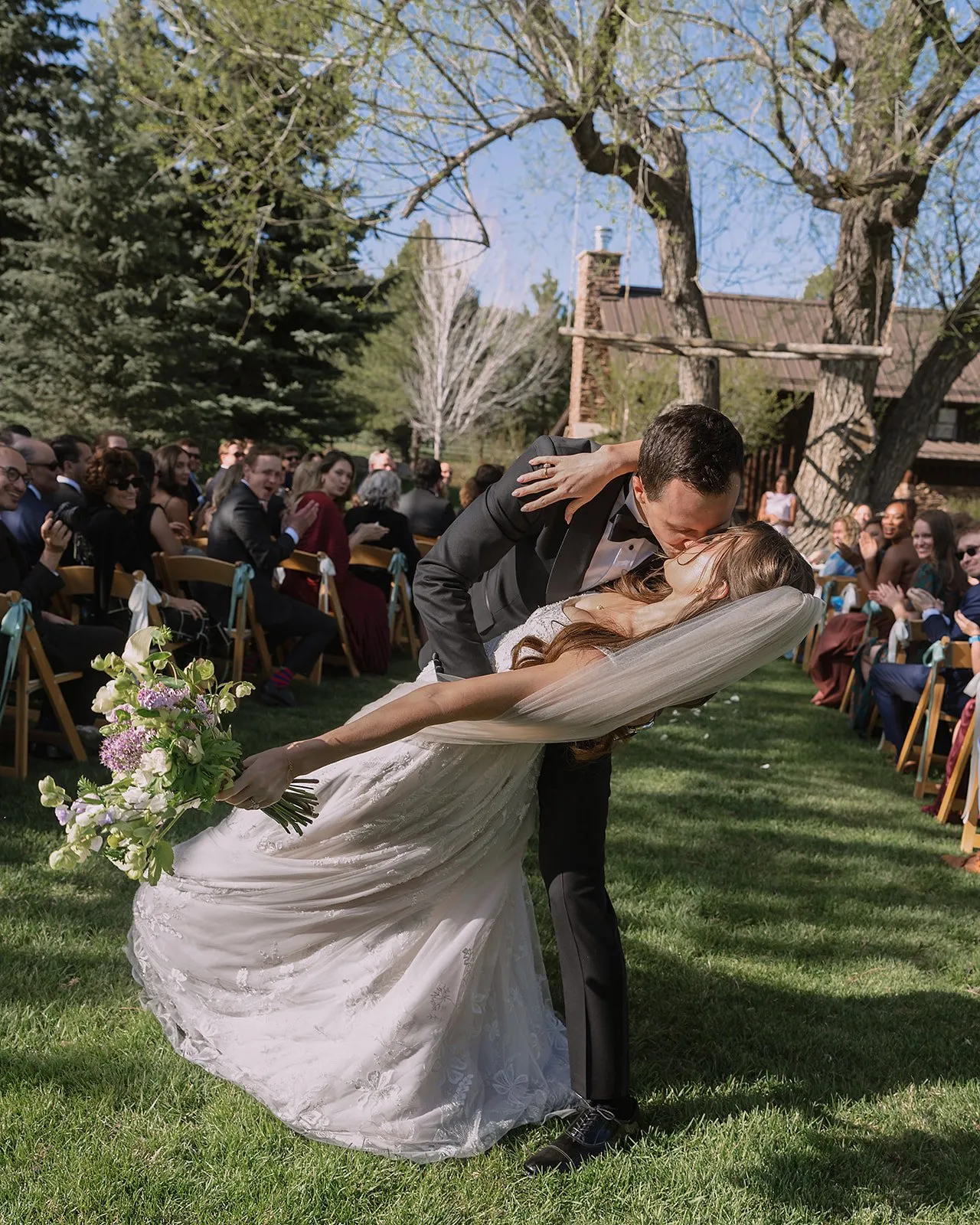 Chartreuse, white, and lilac Spruce Mountain Ranch wedding, image 2