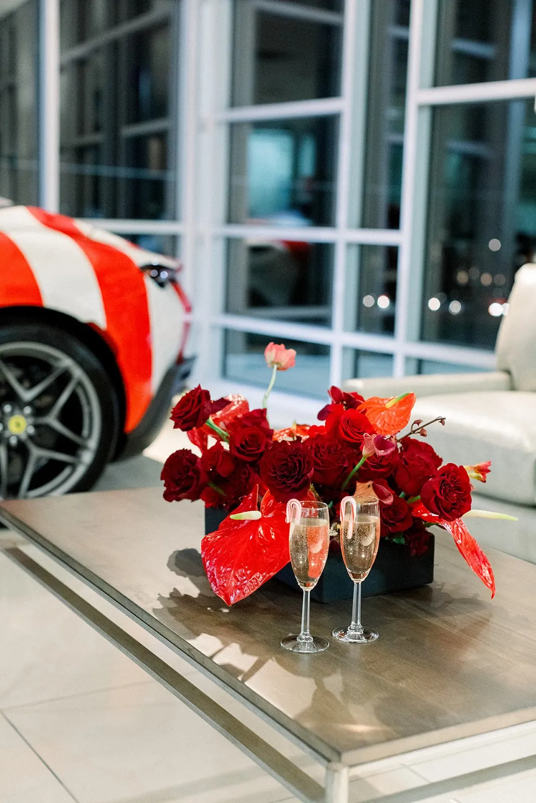 Deep red Ferrari of Denver event flowers, image 2