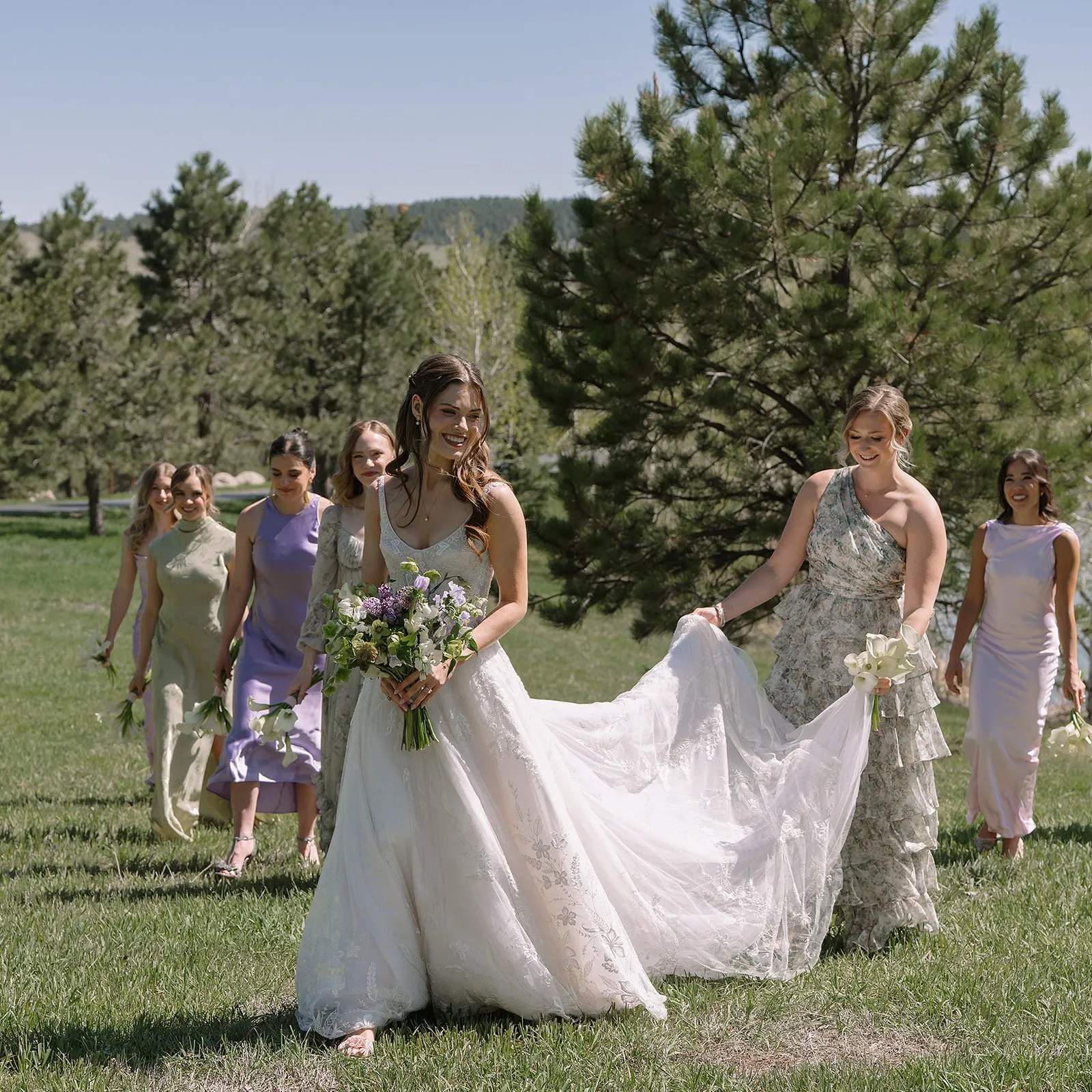 Chartreuse, white, and lilac Spruce Mountain Ranch wedding, image 3