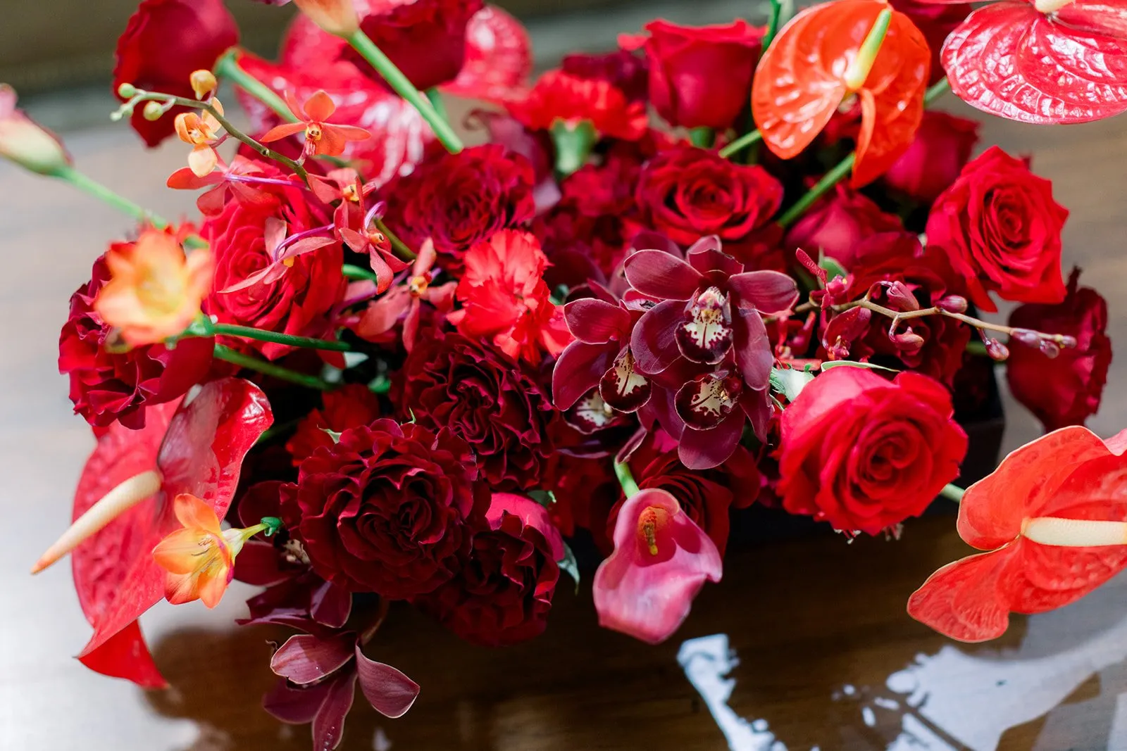 Deep red Ferrari of Denver event flowers, image 4