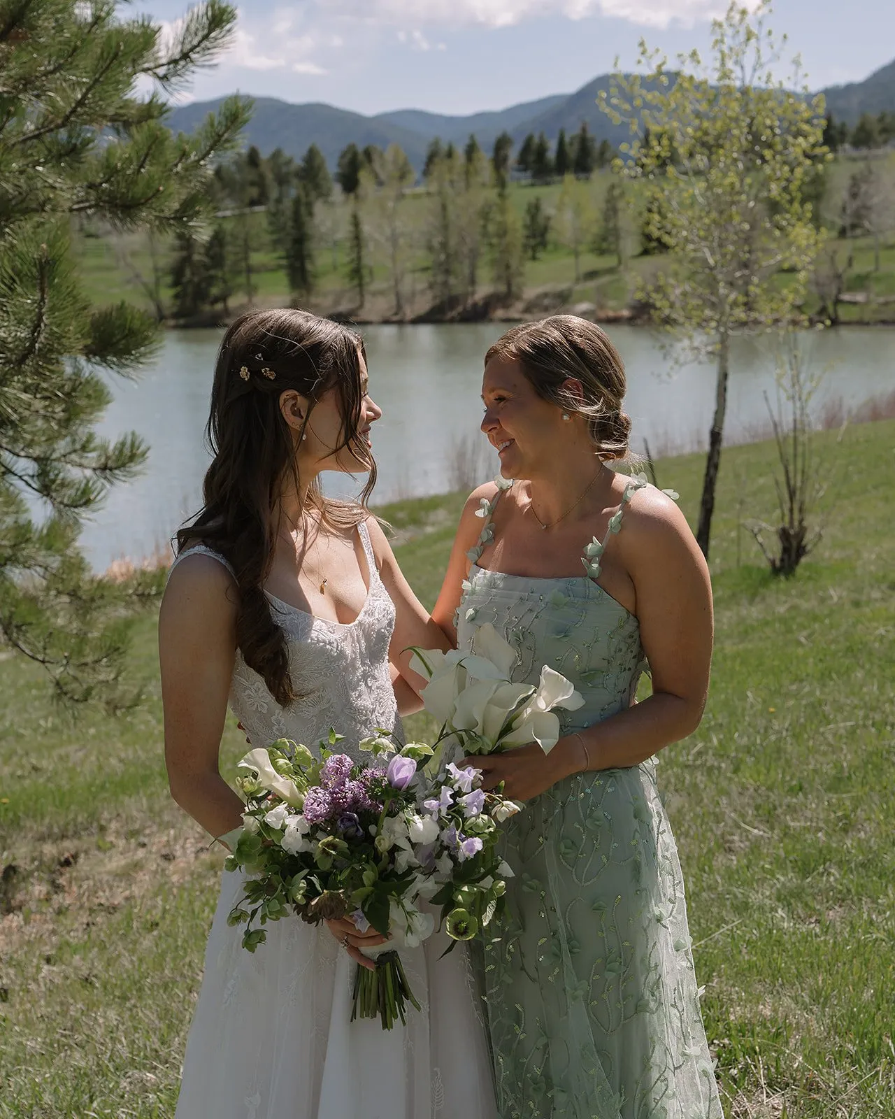 Chartreuse, white, and lilac Spruce Mountain Ranch wedding, image 13