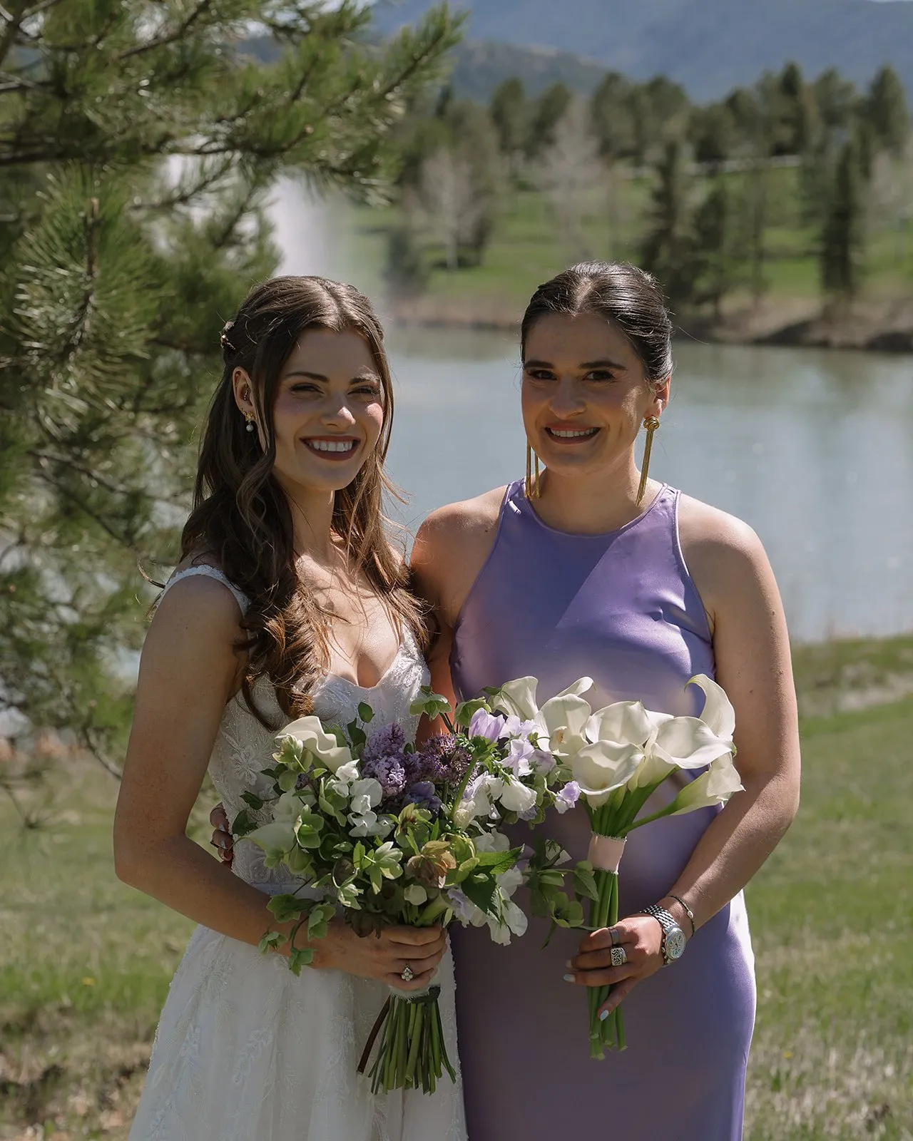 Chartreuse, white, and lilac Spruce Mountain Ranch wedding, image 16