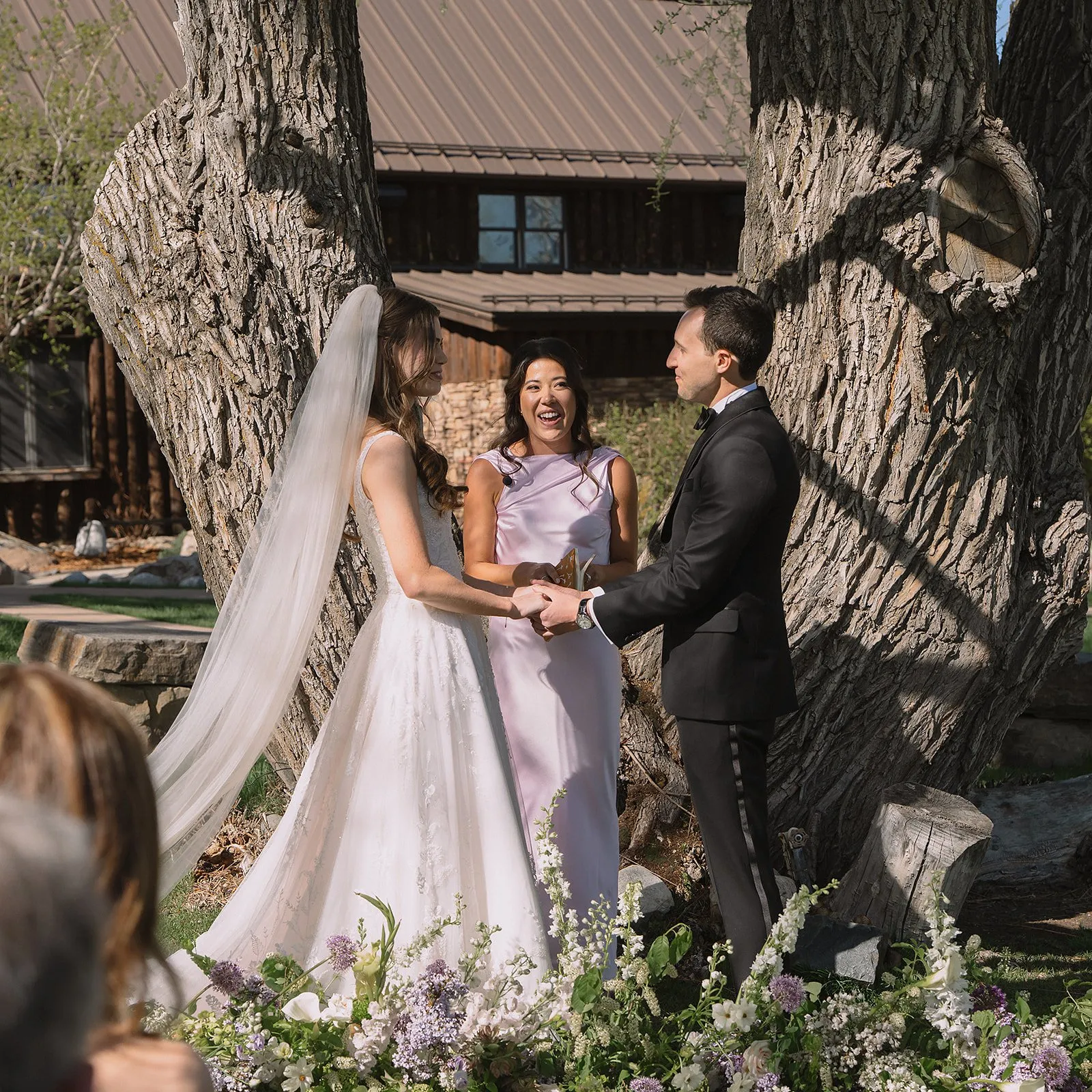 Chartreuse, white, and lilac Spruce Mountain Ranch wedding, image 21