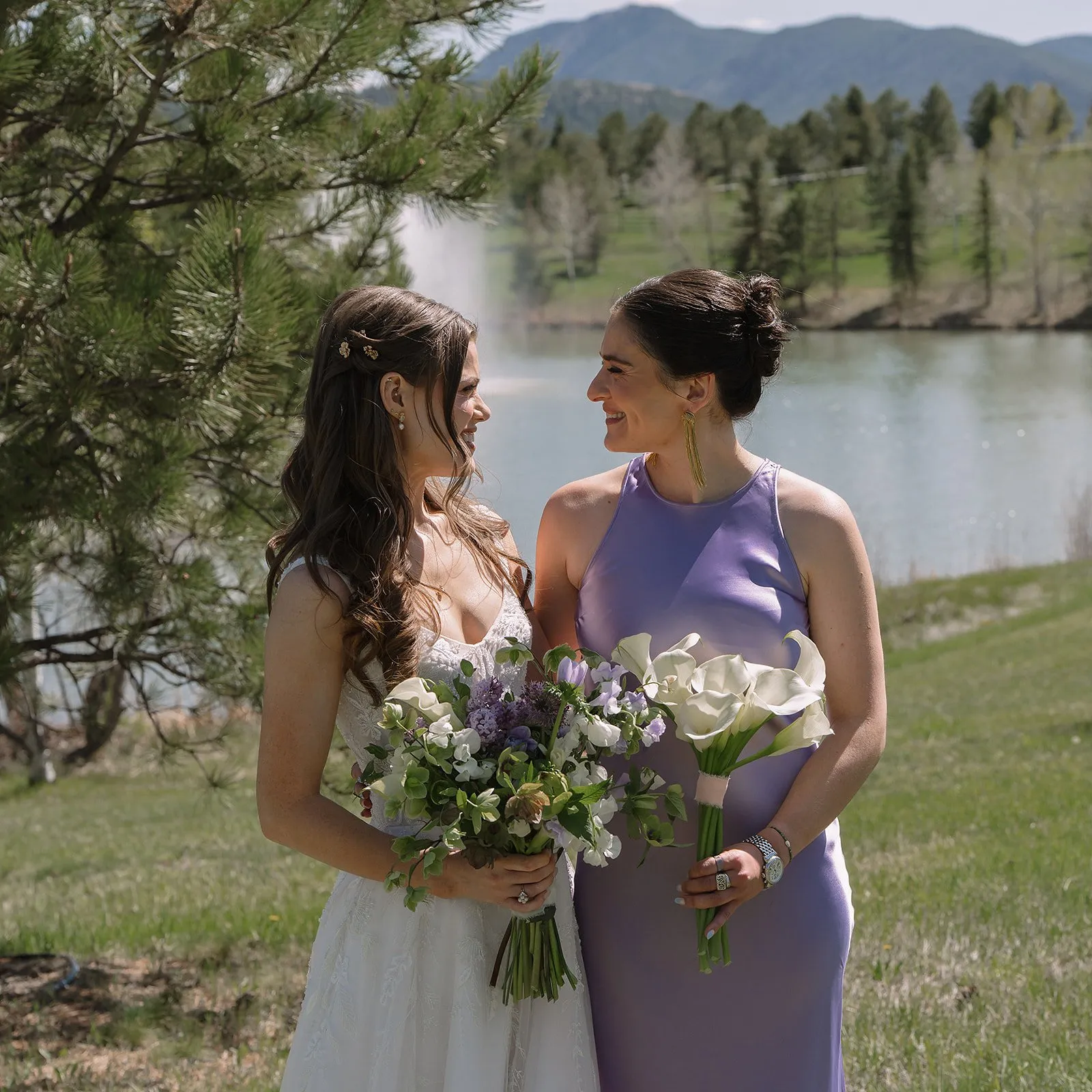 Chartreuse, white, and lilac Spruce Mountain Ranch wedding, image 22