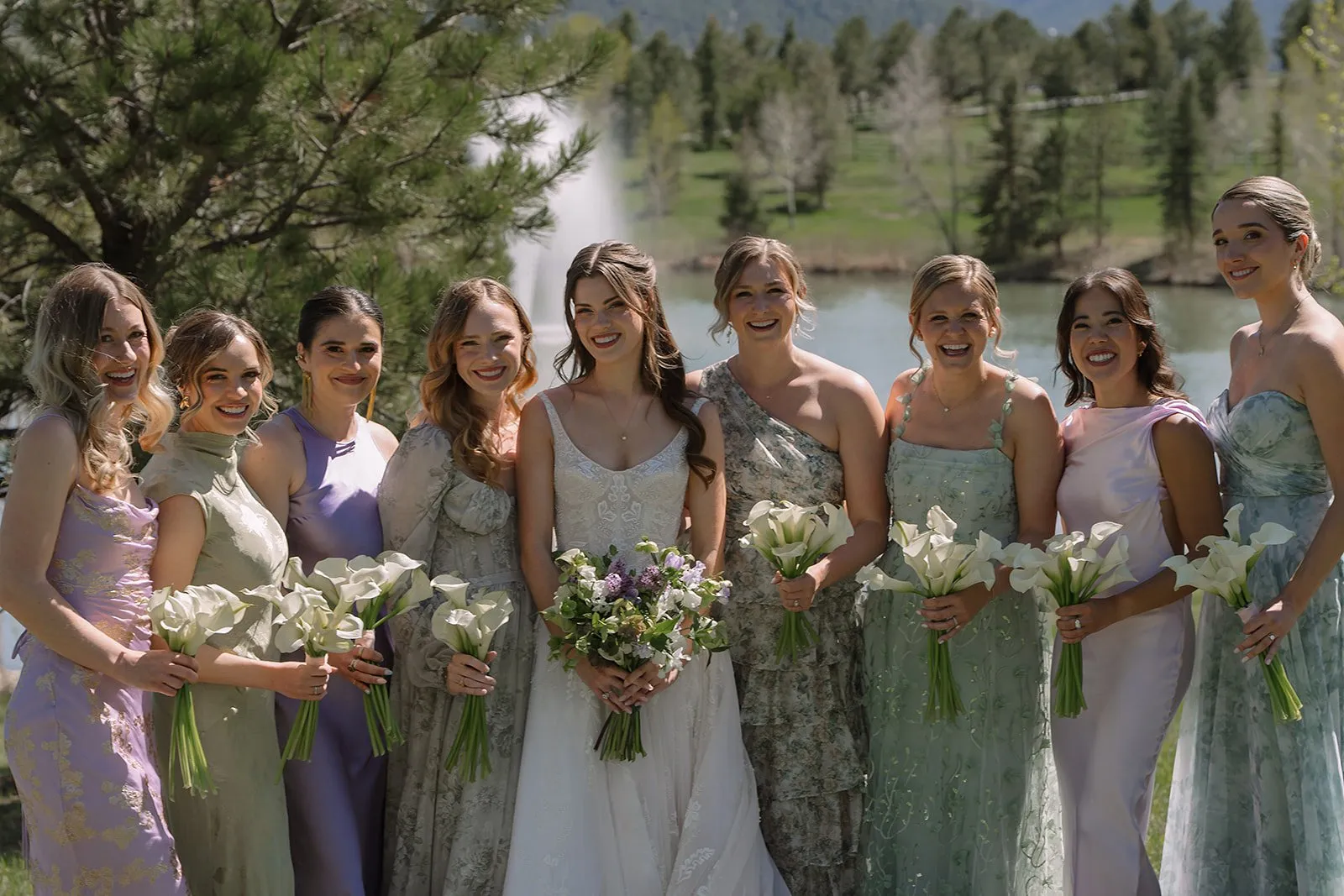 Chartreuse, white, and lilac Spruce Mountain Ranch wedding, image 25
