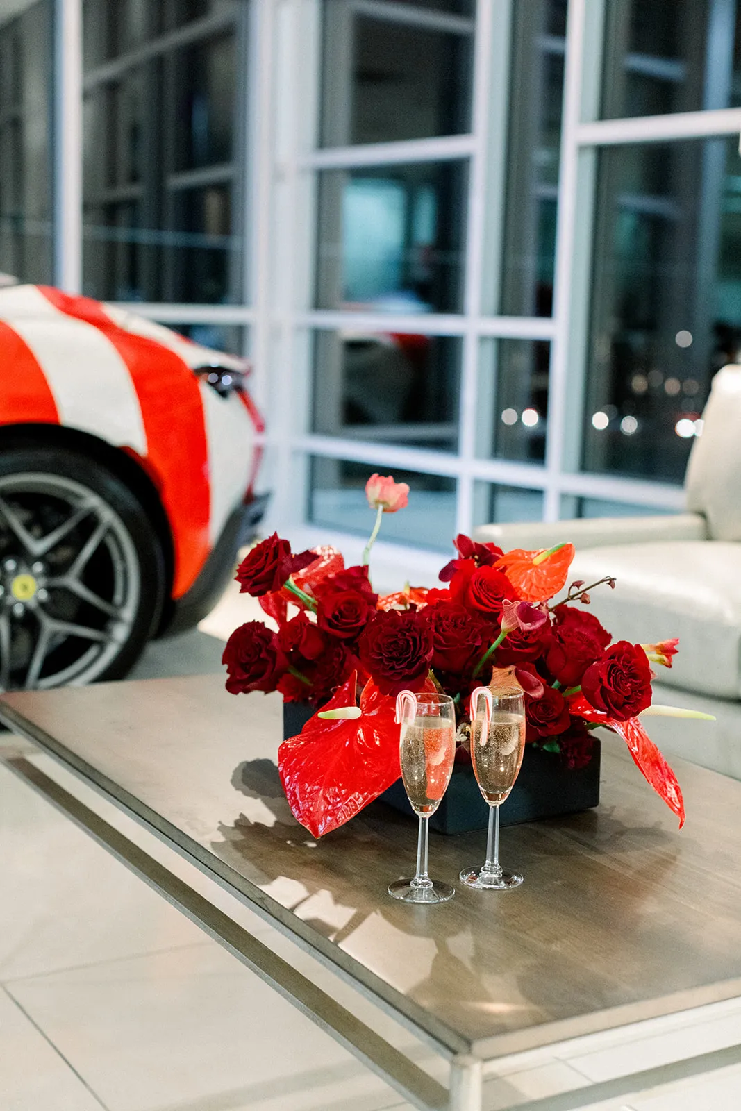 Corporate holiday party floral installation