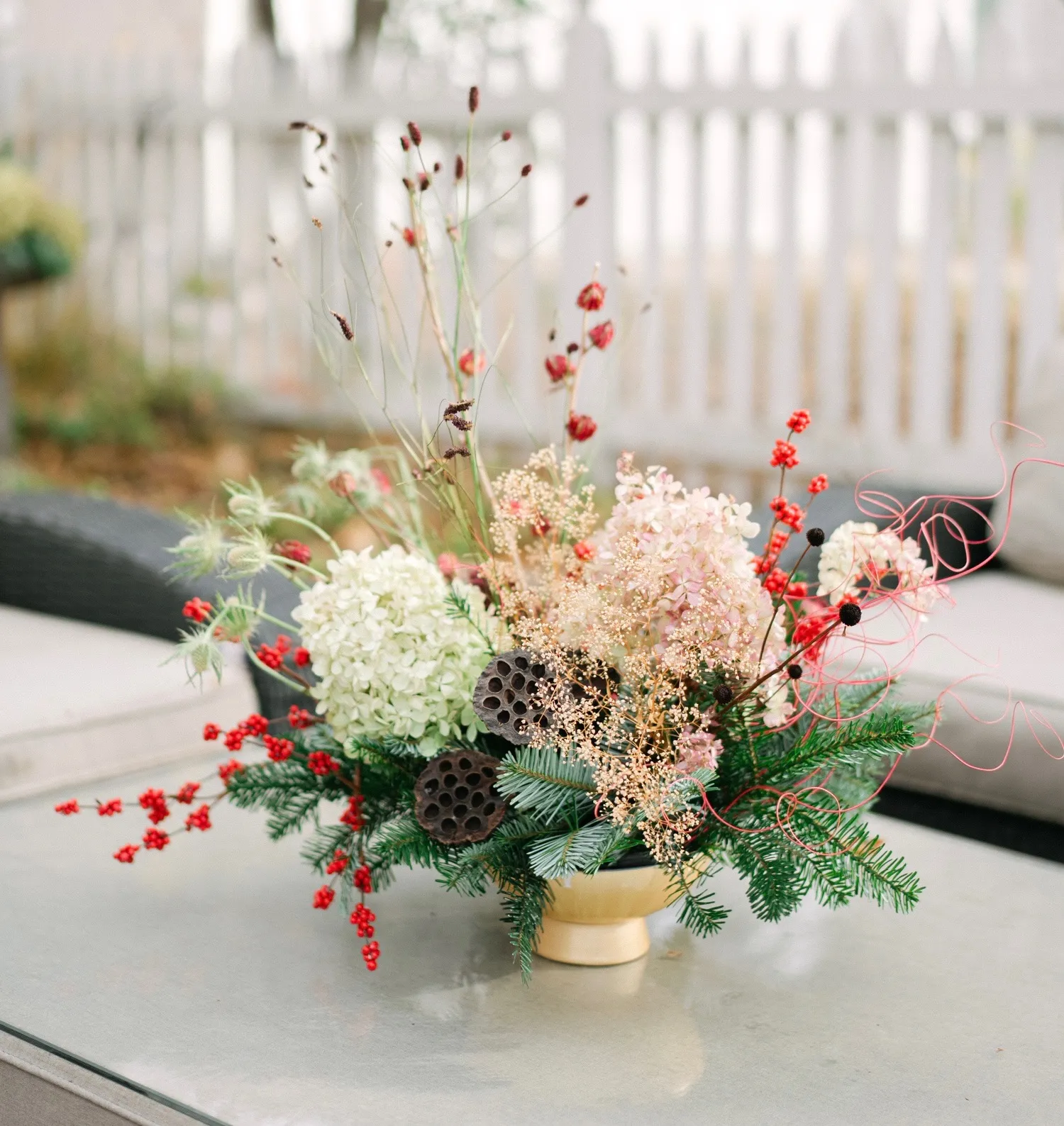 Floral centerpiece at an intentional networking event
