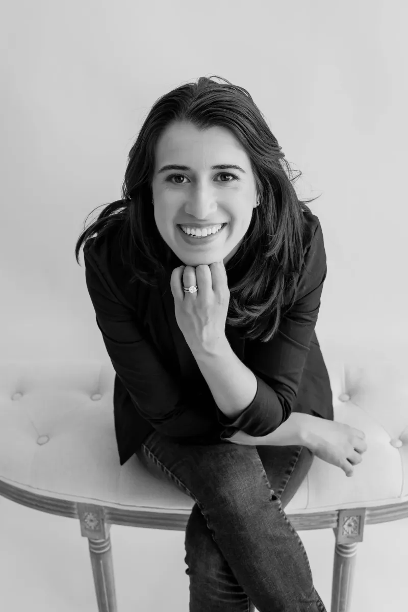 Elizabeth Rose Florals owner portrait in black and white